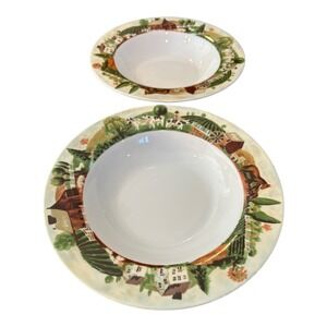 Farberware Retroneu Country Life 333 Soup Pasta Cereal Bowls Hannah Greene set 2